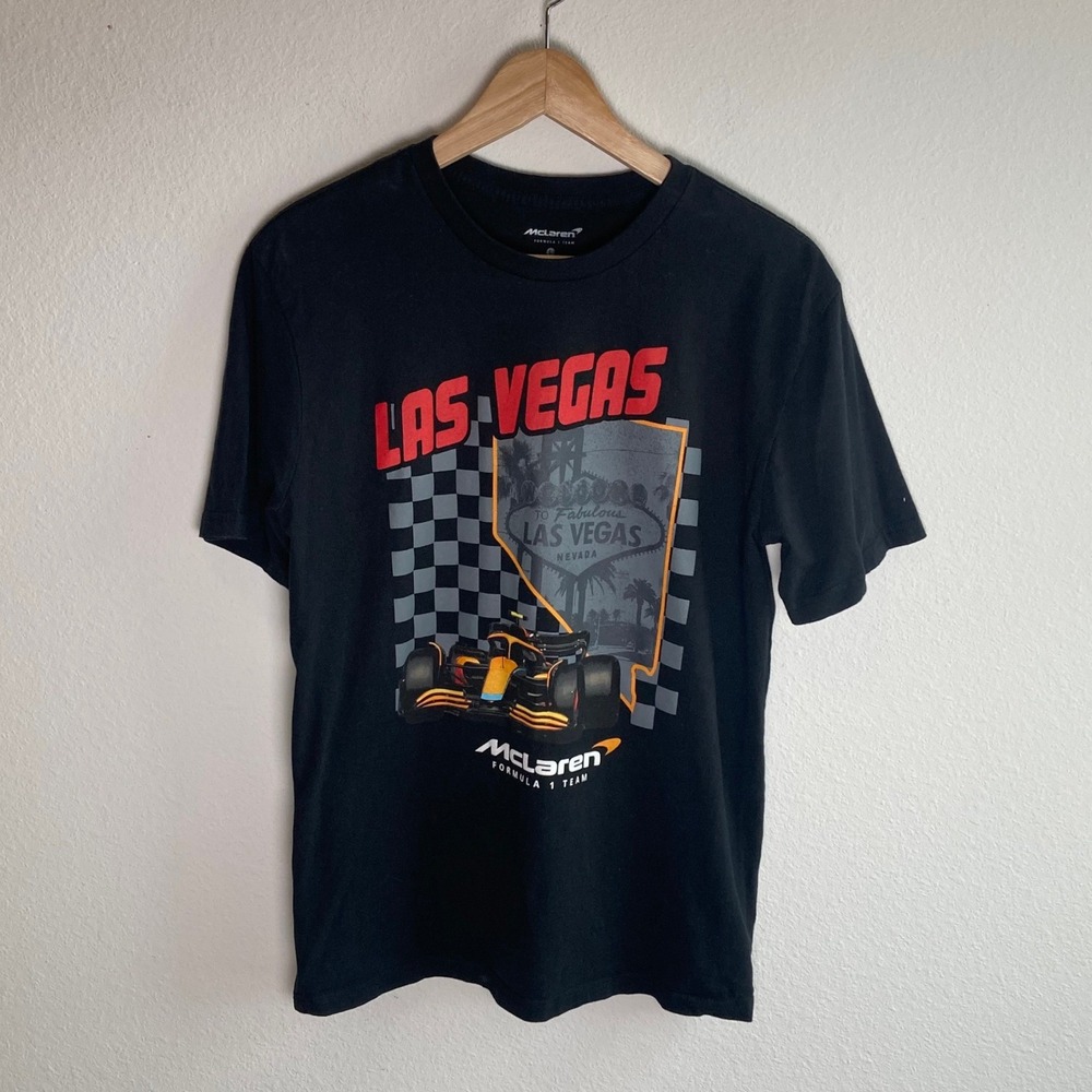 McLaren T-Shirt Mens Large Black Las Vegas GP Formula 1 Racing Graphic Tee F1
